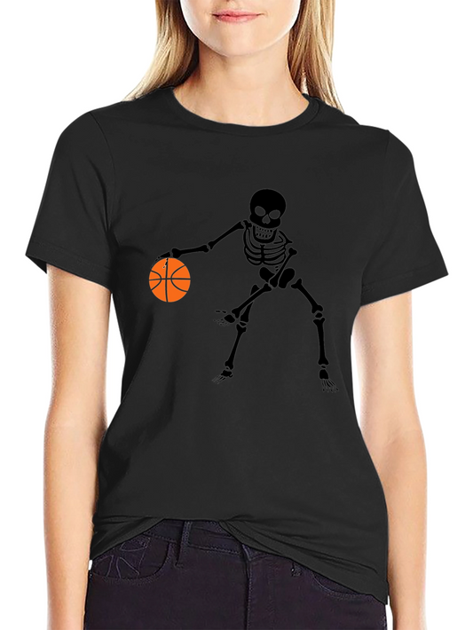 Skeleton Basketball Player Graphic Tee - Black
