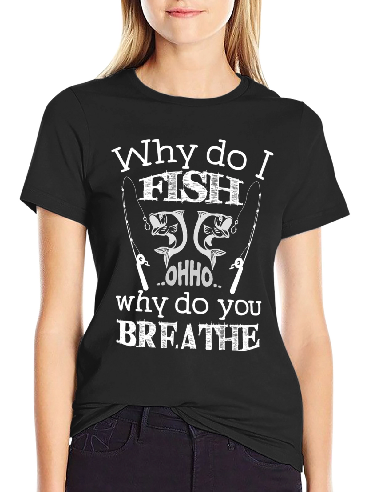 Why I Fish Black Cotton Graphic T-Shirt