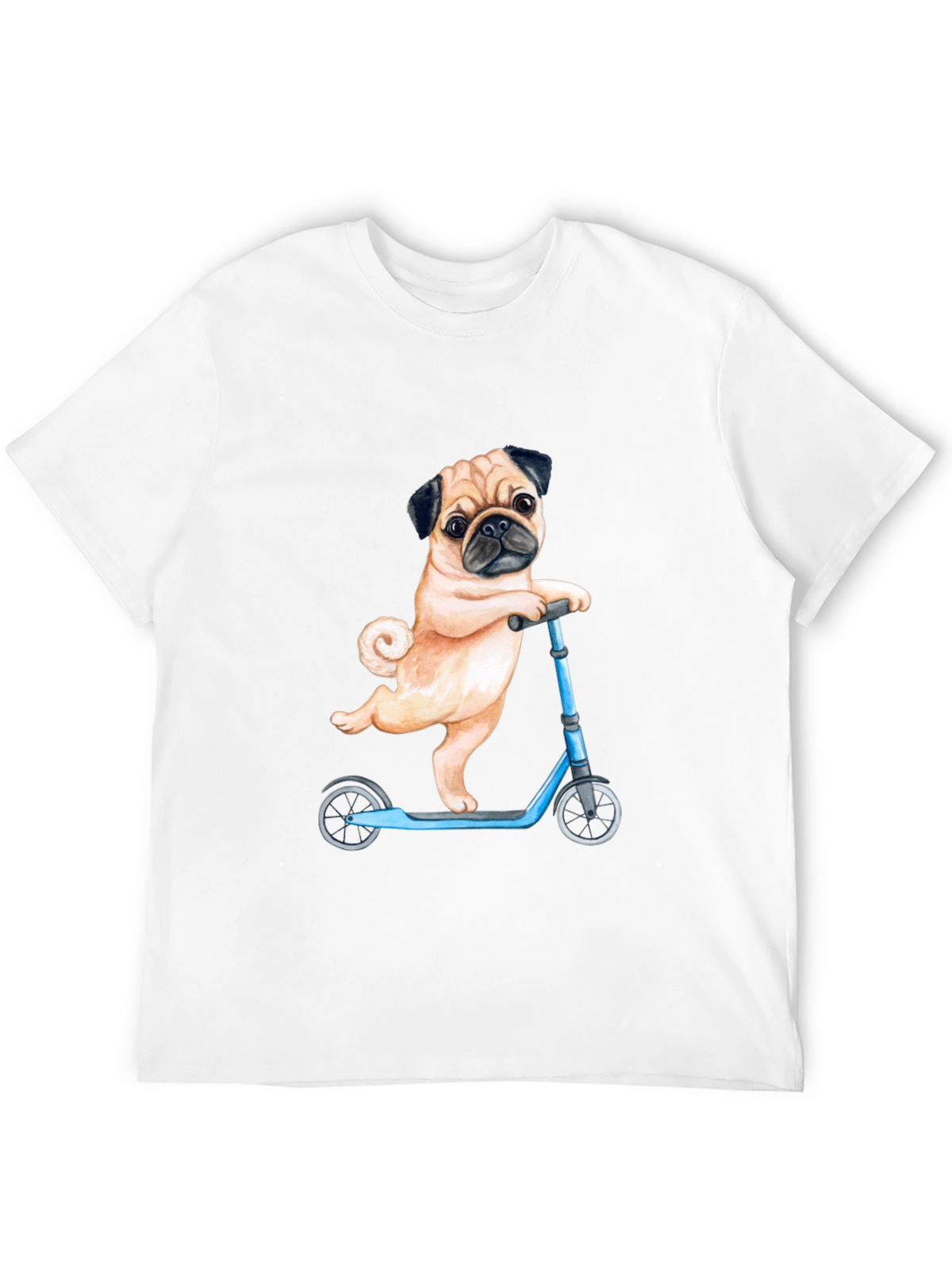 Pug on Scooter Graphic T-Shirt