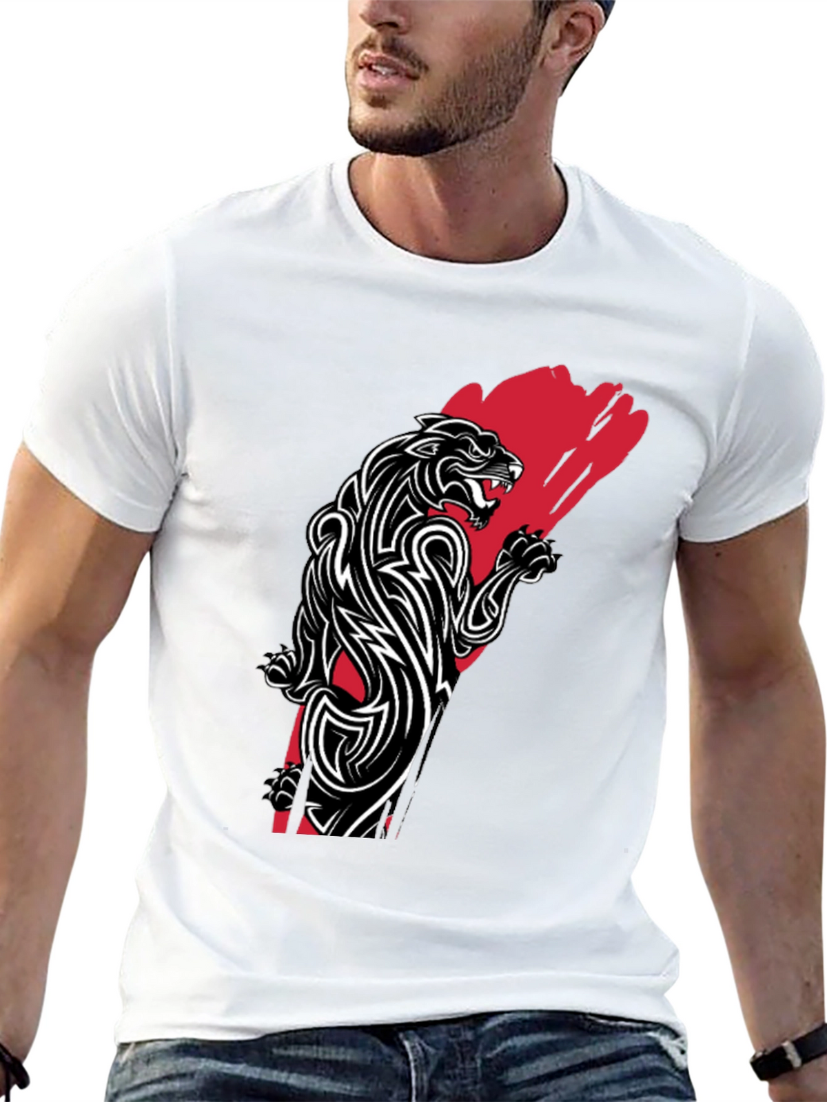 Tribal Panther Graphic Tee - Black