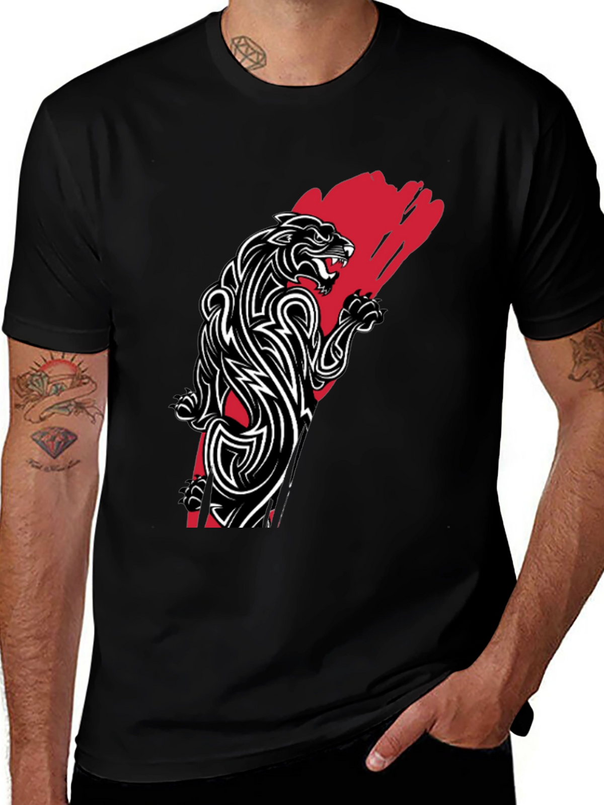 Tribal Panther Graphic Tee - Black