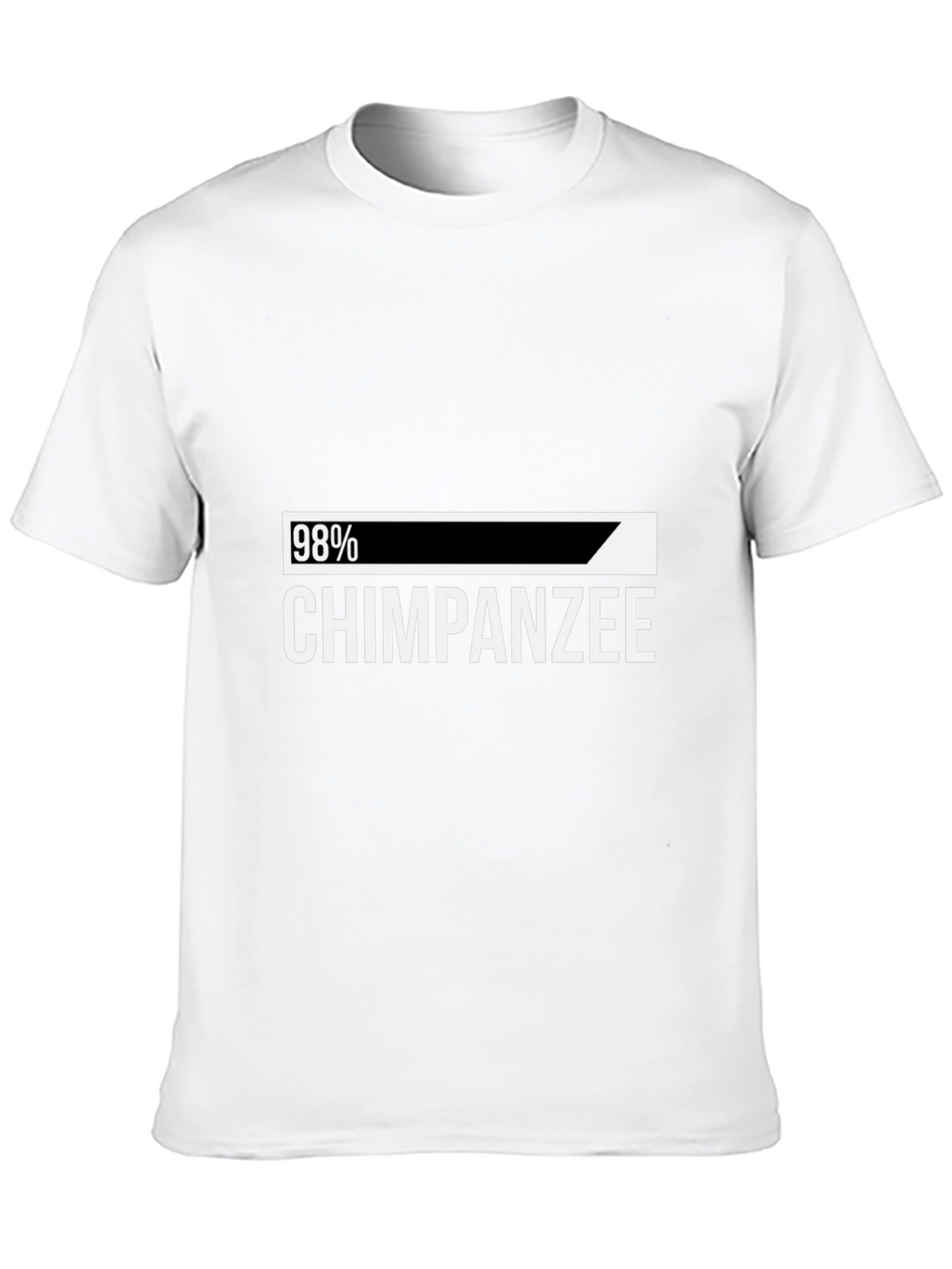 98% Chimpanzee Humor Graphic Tee - Black Cotton