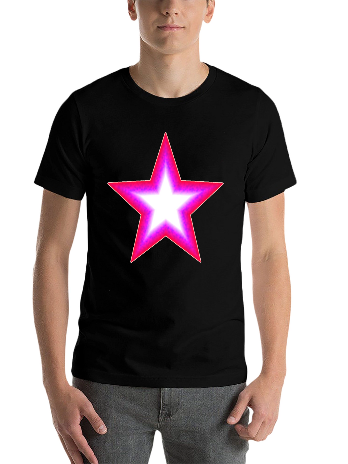 Neon Star Graphic Black T-Shirt