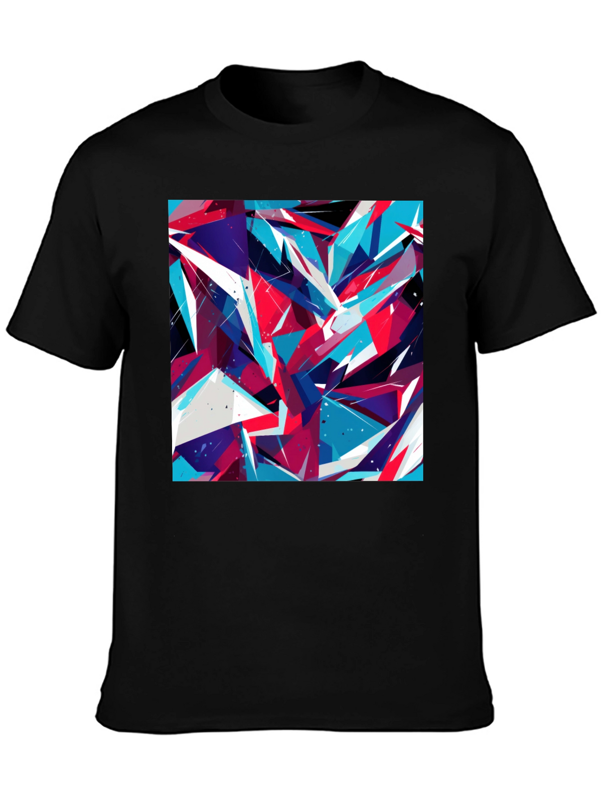 Abstract Geometric Print Black T-Shirt