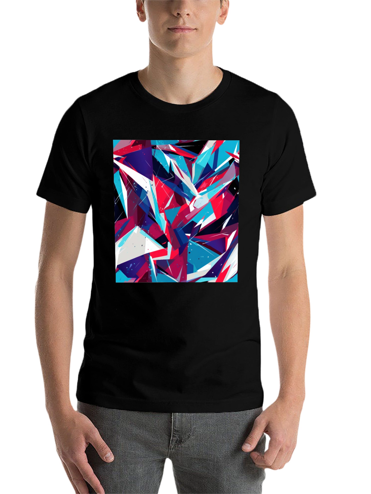 Abstract Geometric Print Black T-Shirt