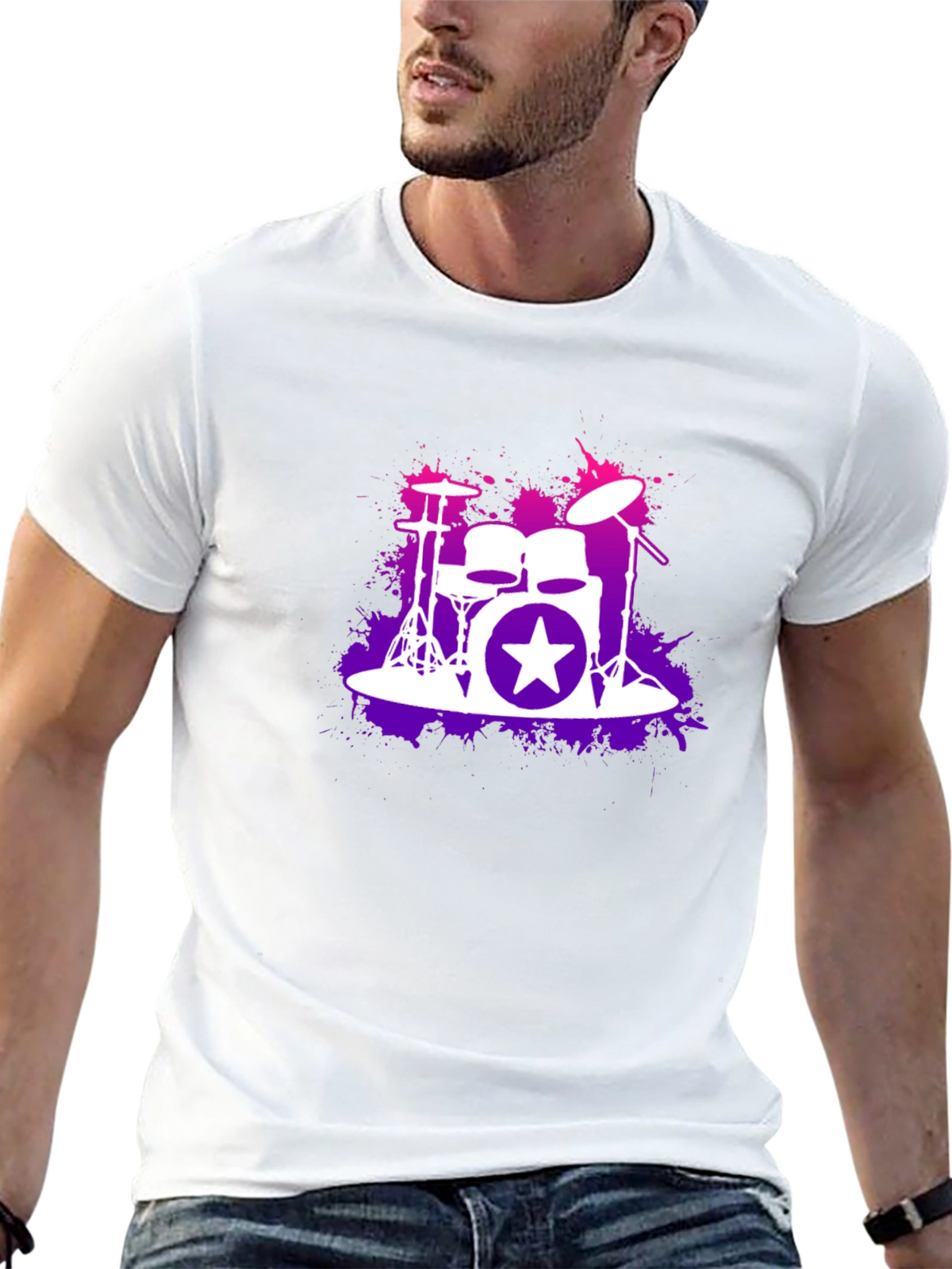 Drum Kit Starburst Black T-Shirt