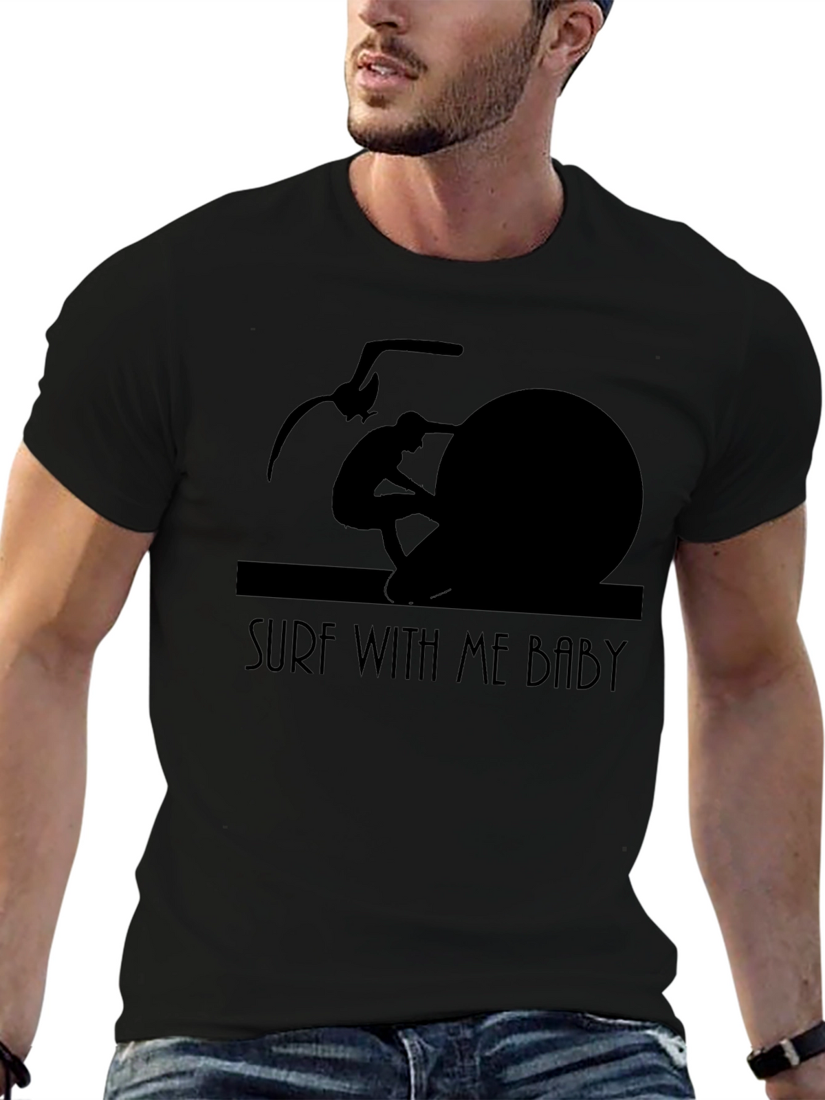 Surf With Me Baby Black T-Shirt
