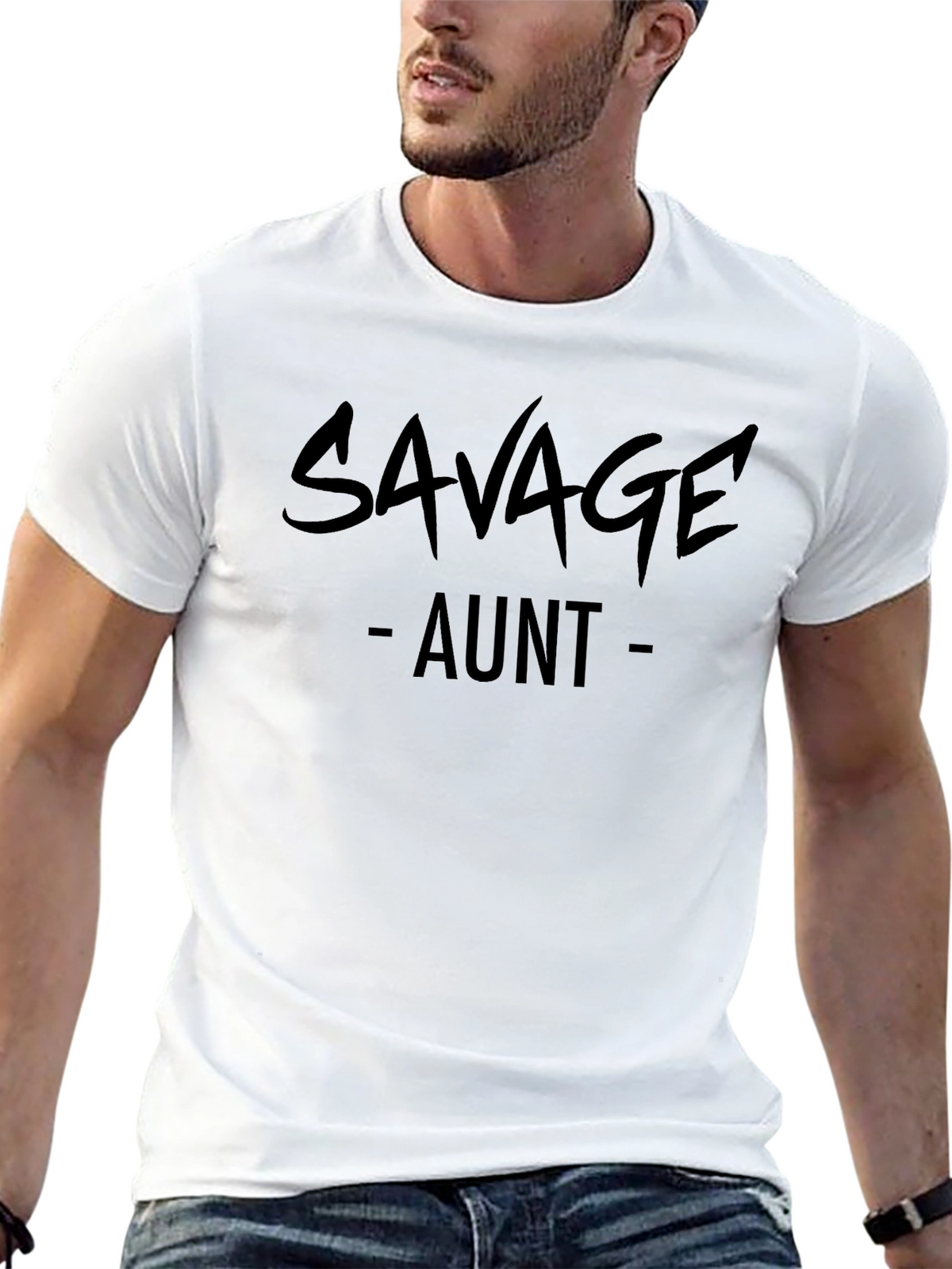 Savage Aunt Graphic Tee - Black Casual T-Shirt