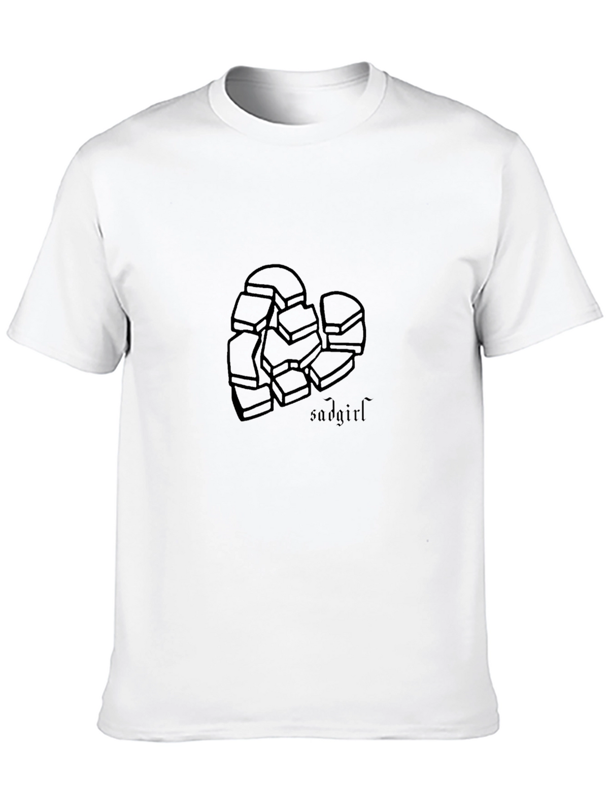 Sad Girl Broken Heart Black Graphic Tee