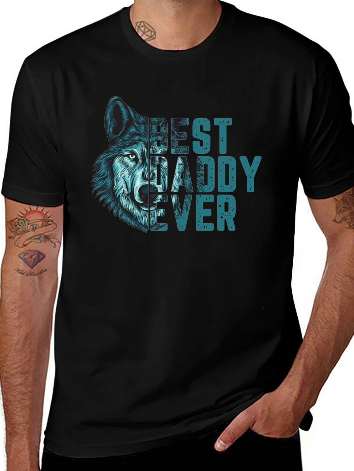 Best Daddy Ever Wolf Graphic T-Shirt