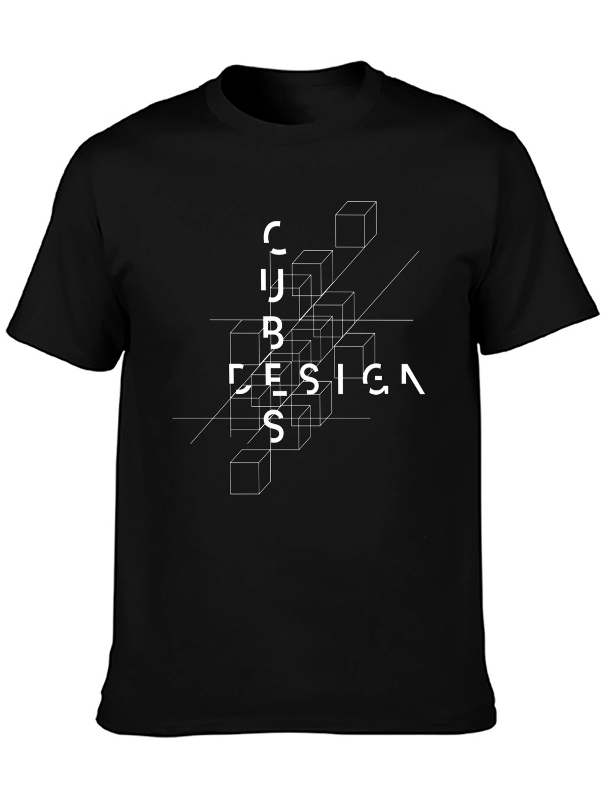 Cubes Design Black Graphic Tee