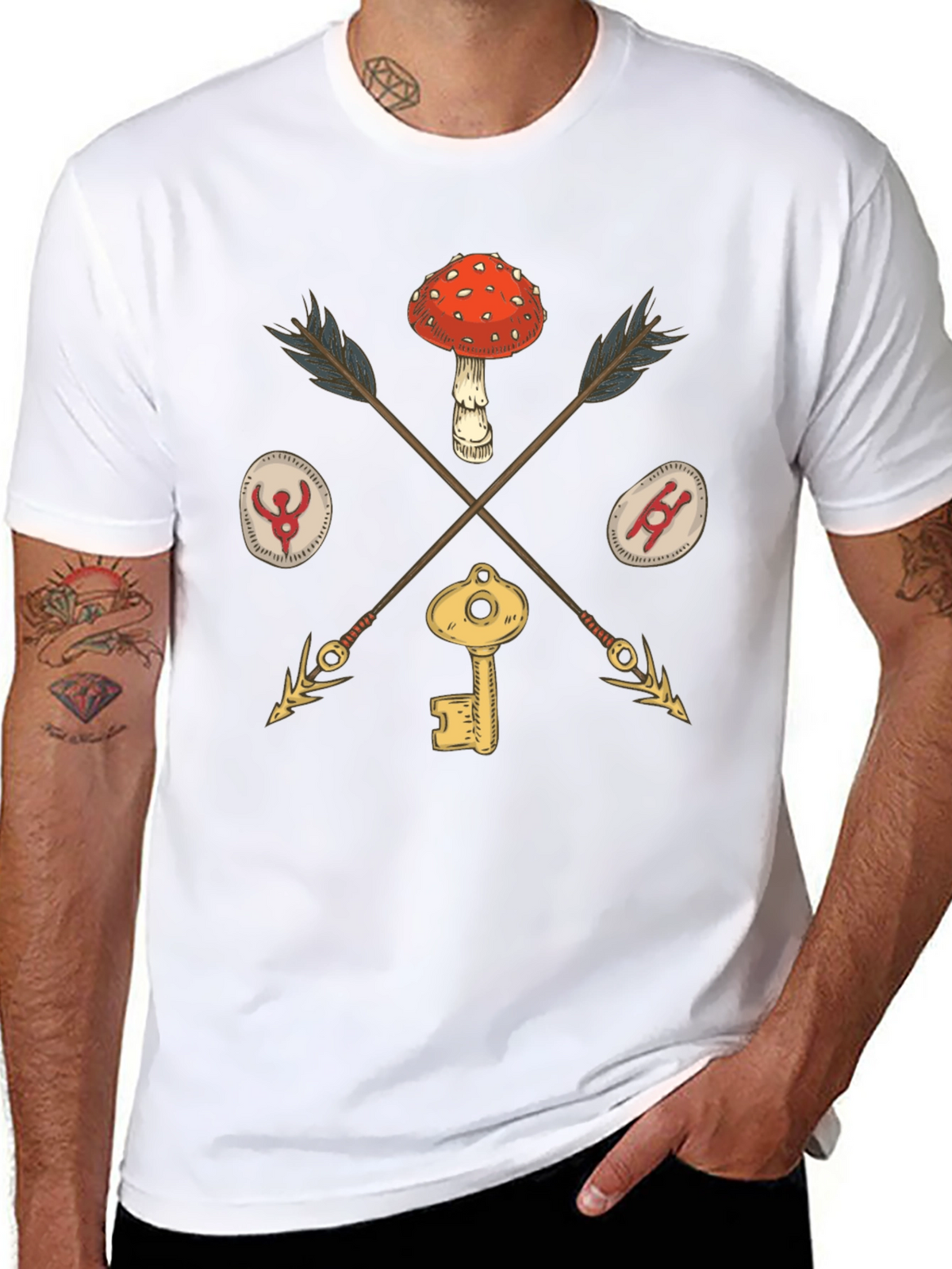 Amanita Muscaria Arrow Black T-Shirt