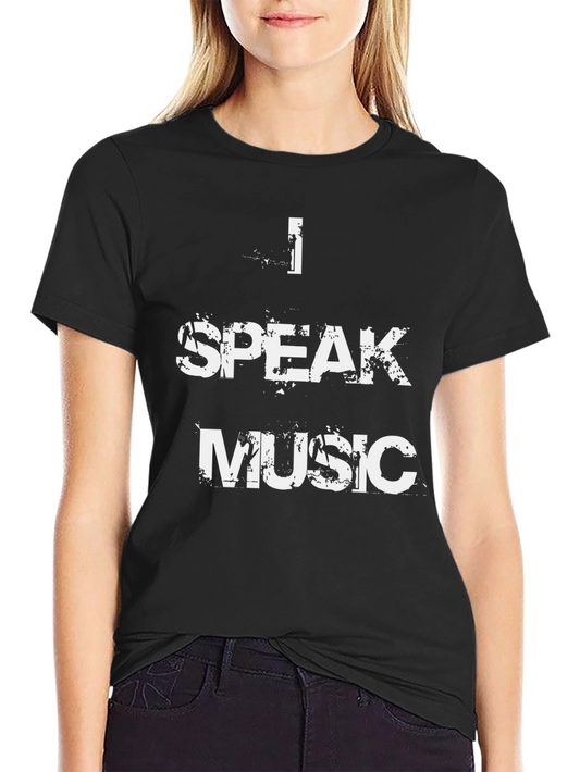I Speak Music Graphic Print Black T-Shirt