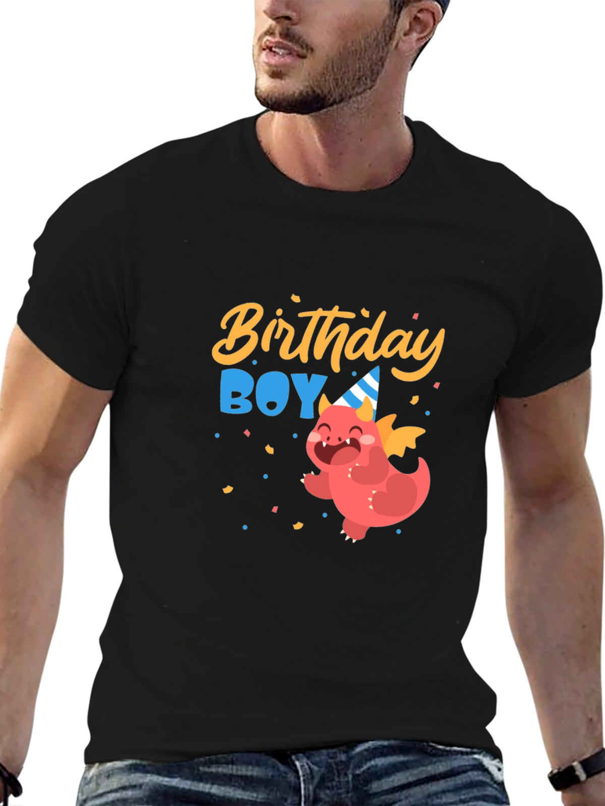 Birthday Boy Dragon Graphic Tee - Cute Party Shirt