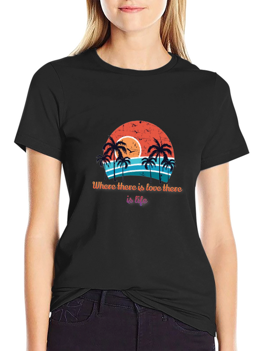 Retro Sunset Palm Tree T-Shirt - Love is Life