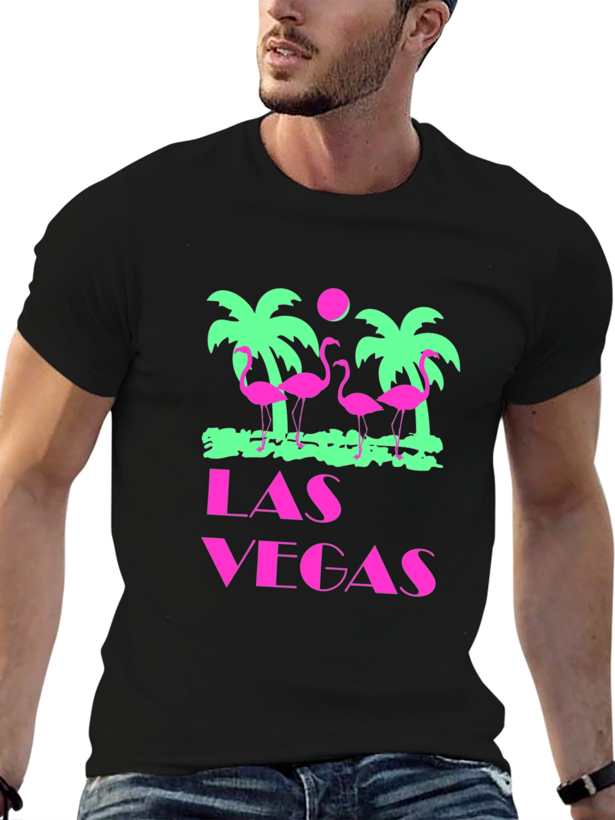 Las Vegas Flamingo Palms T-Shirt - Black