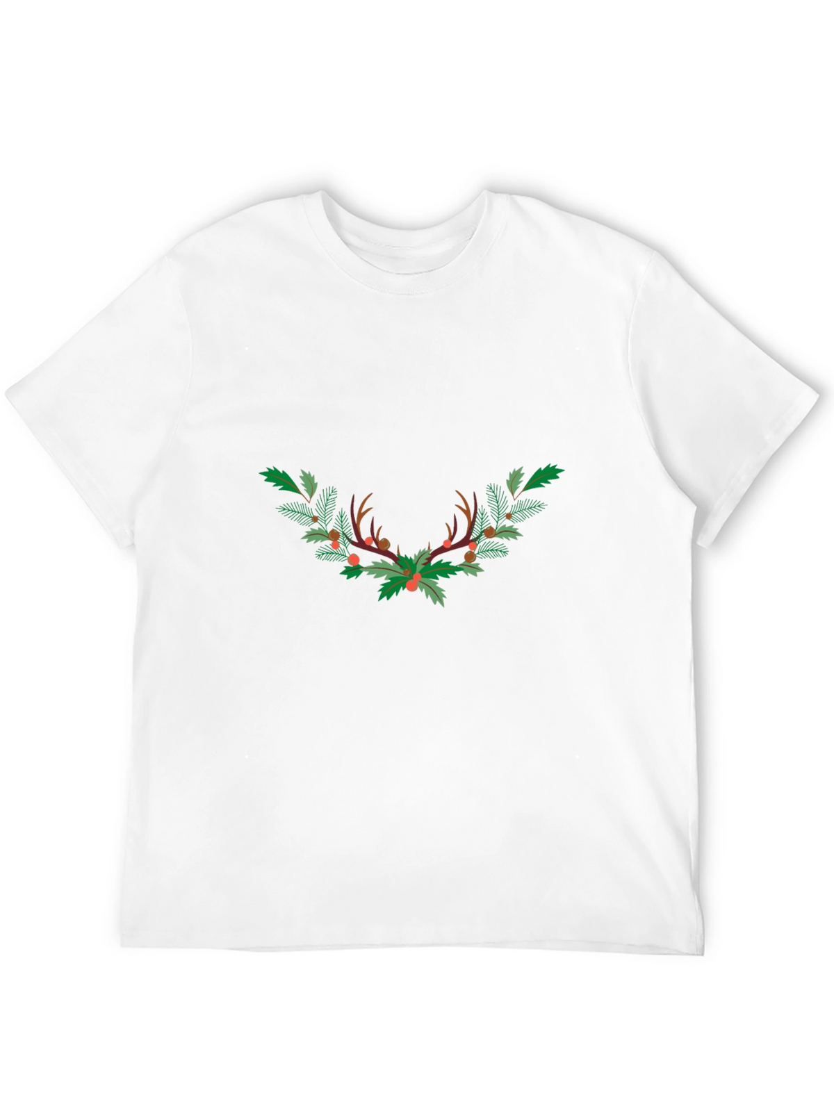 Festive Antler Wreath Graphic Tee - Black
