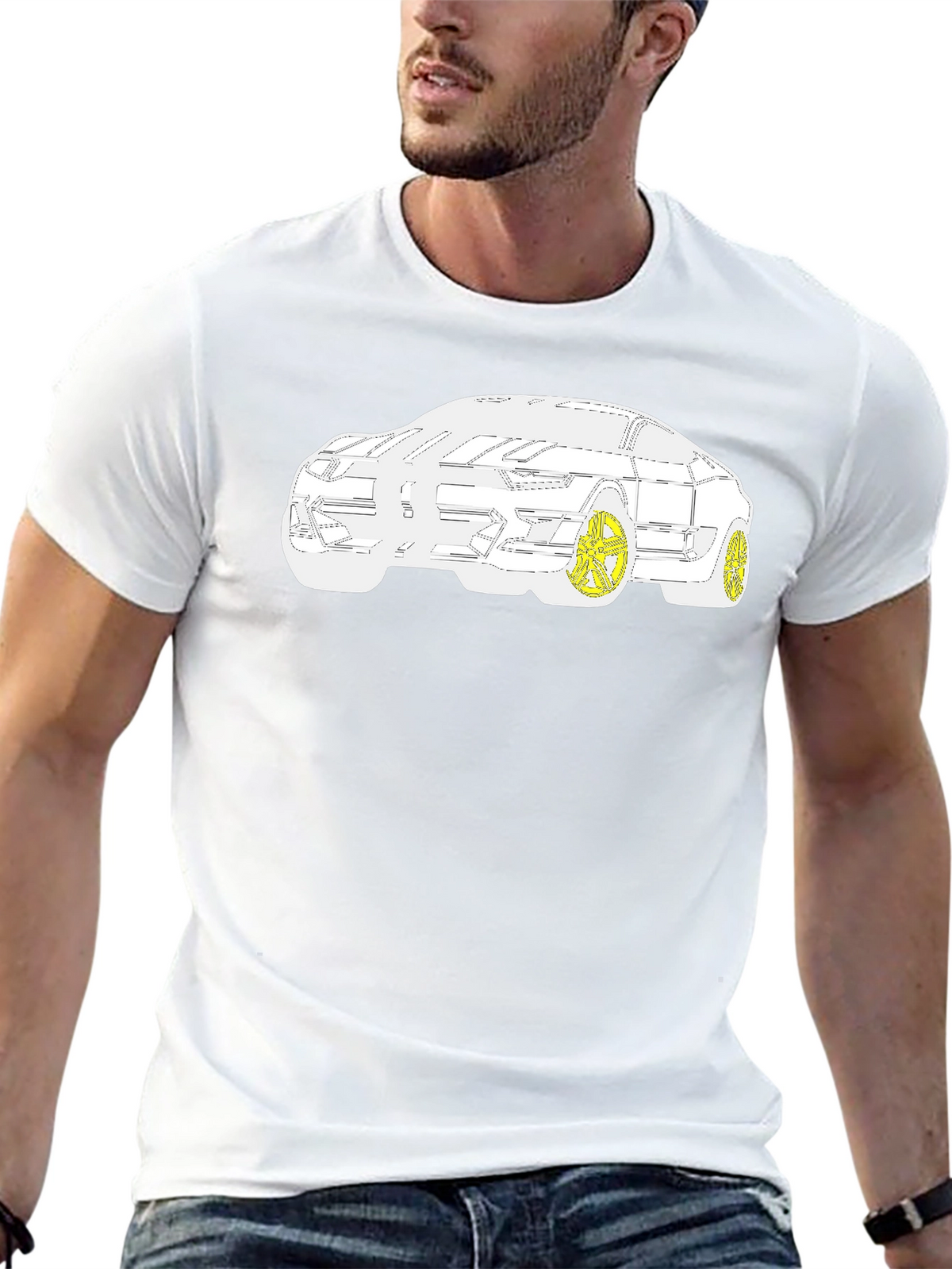 Modern Car Graphic T-Shirt - Black