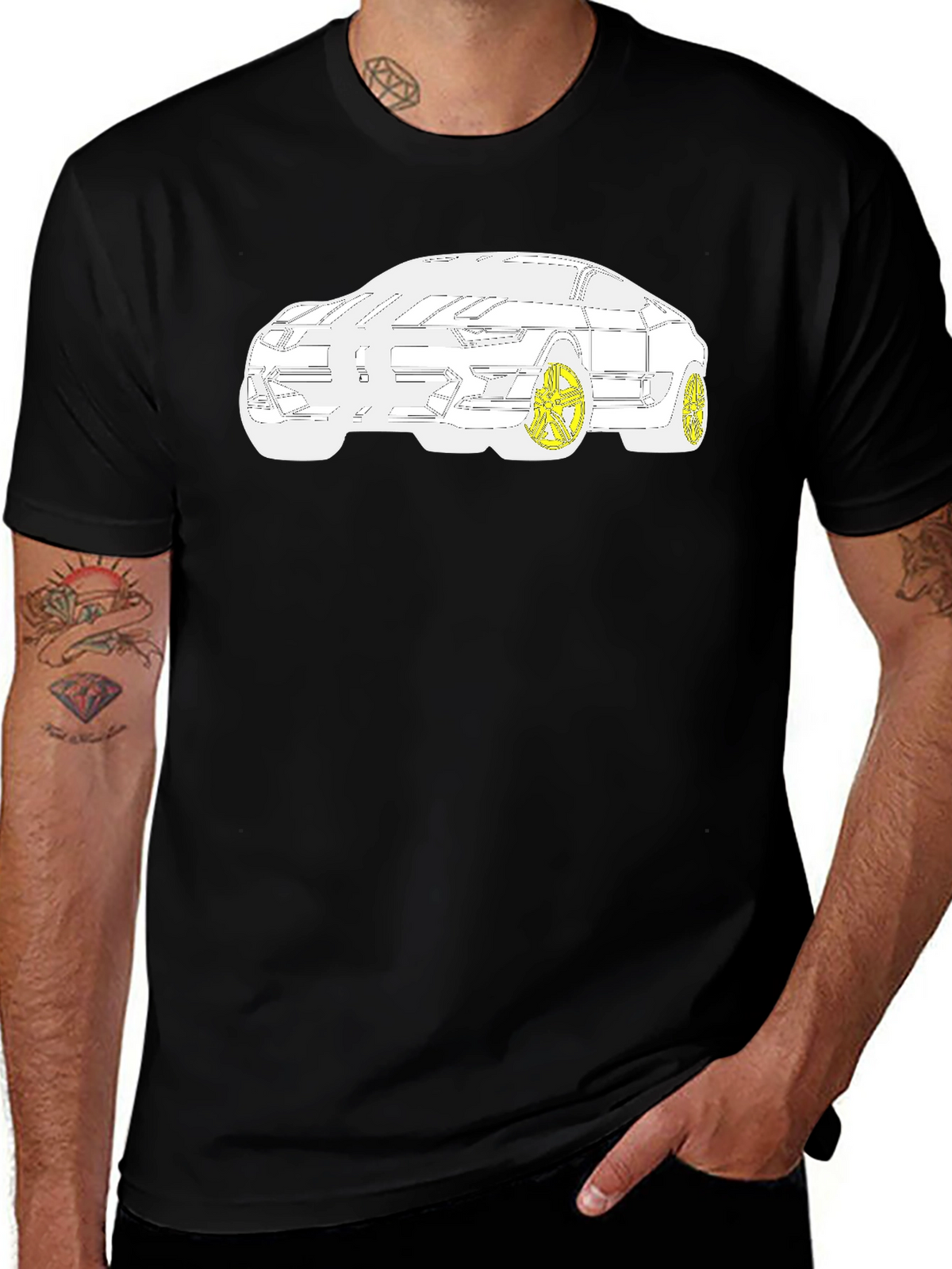Modern Car Graphic T-Shirt - Black