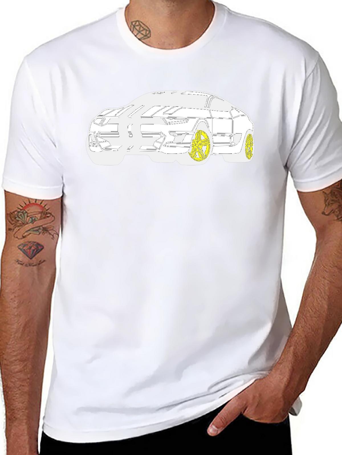 Modern Car Graphic T-Shirt - Black