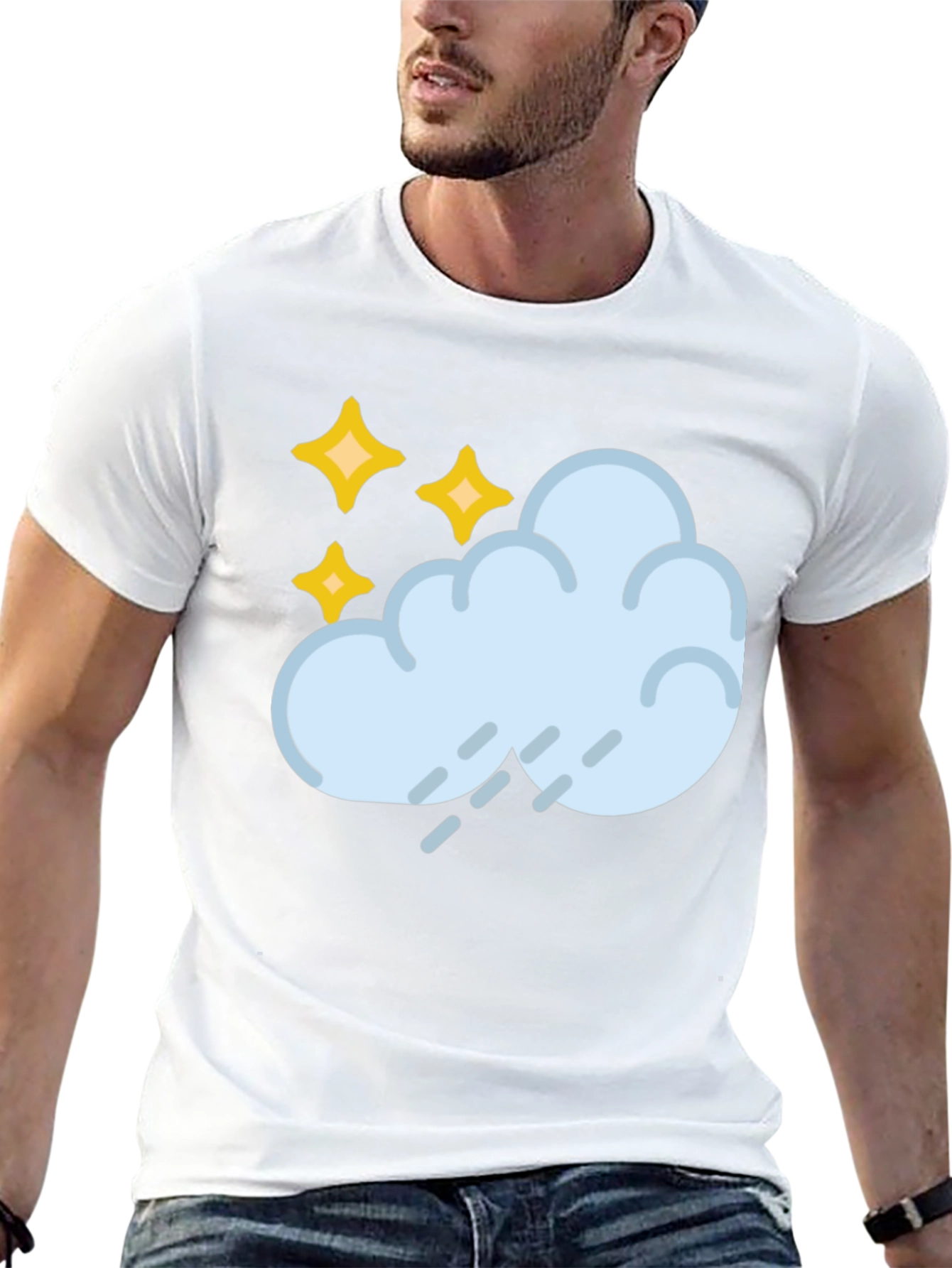 Rain Cloud & Stars Graphic Black T-Shirt