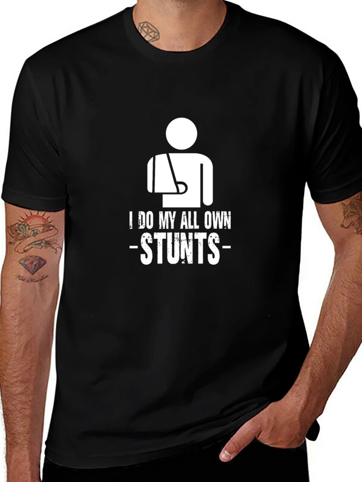 I Do My Own Stunts Graphic Tee - Black