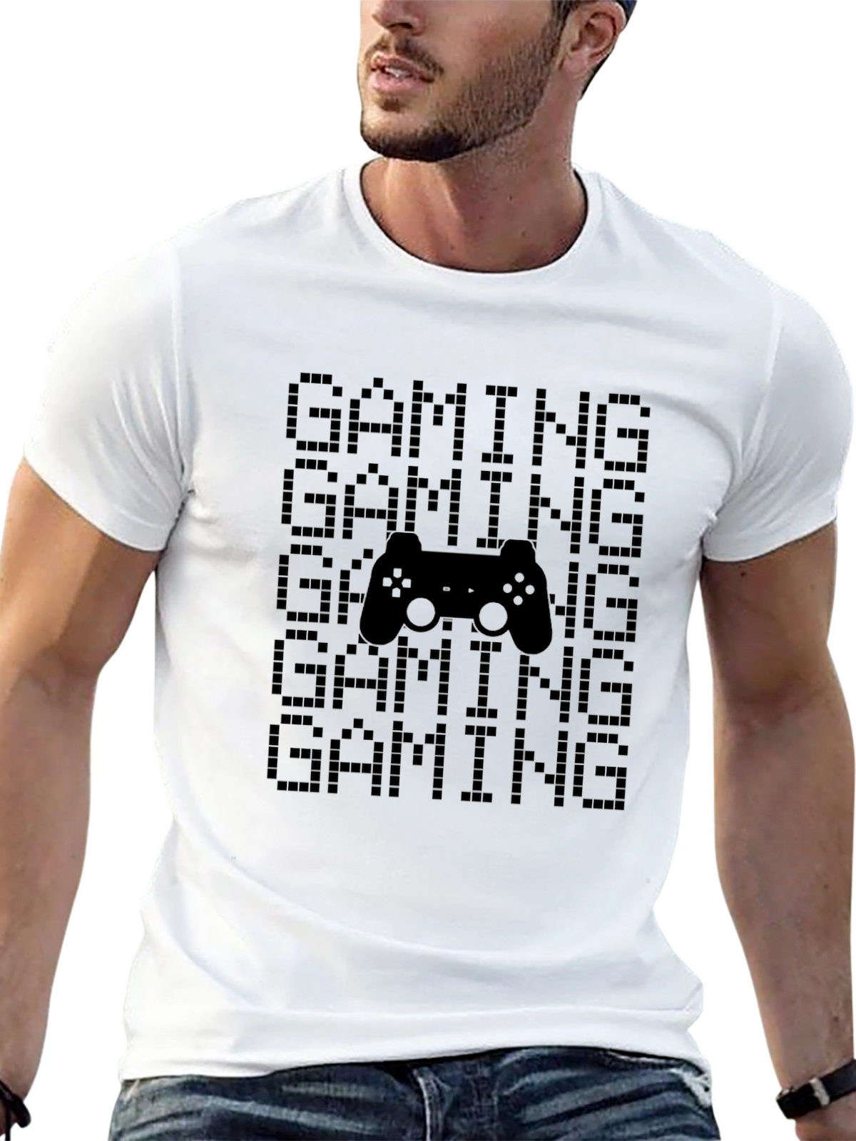 Gaming Pixel Art Black T-Shirt