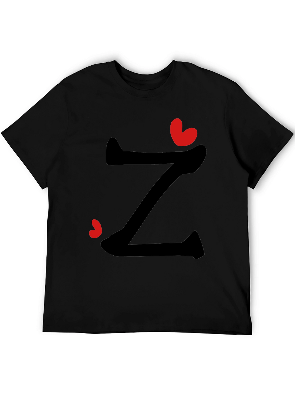 Stylish Z Heart Graphic Tee - Black