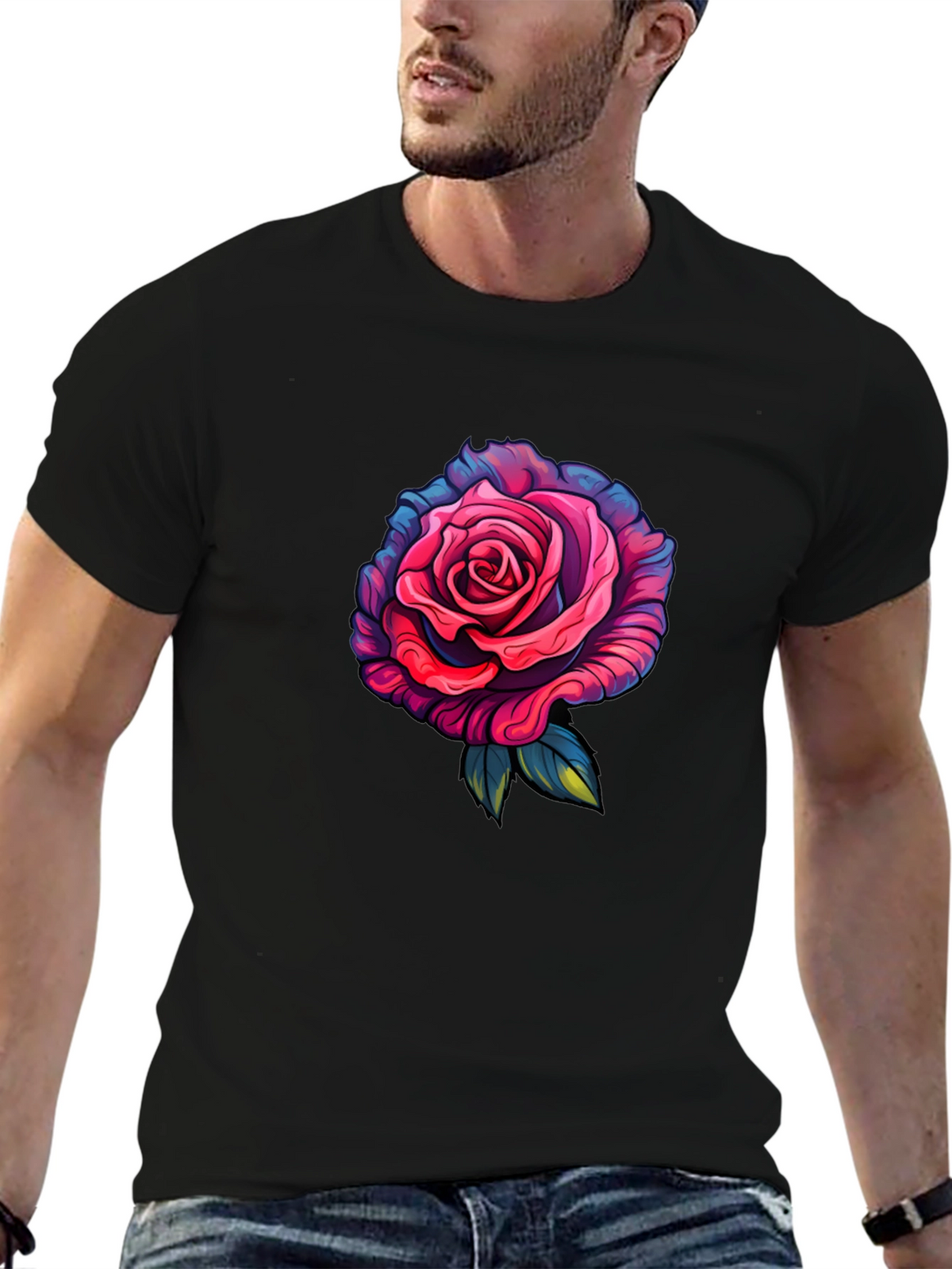 Rose Graphic T-Shirt - Black
