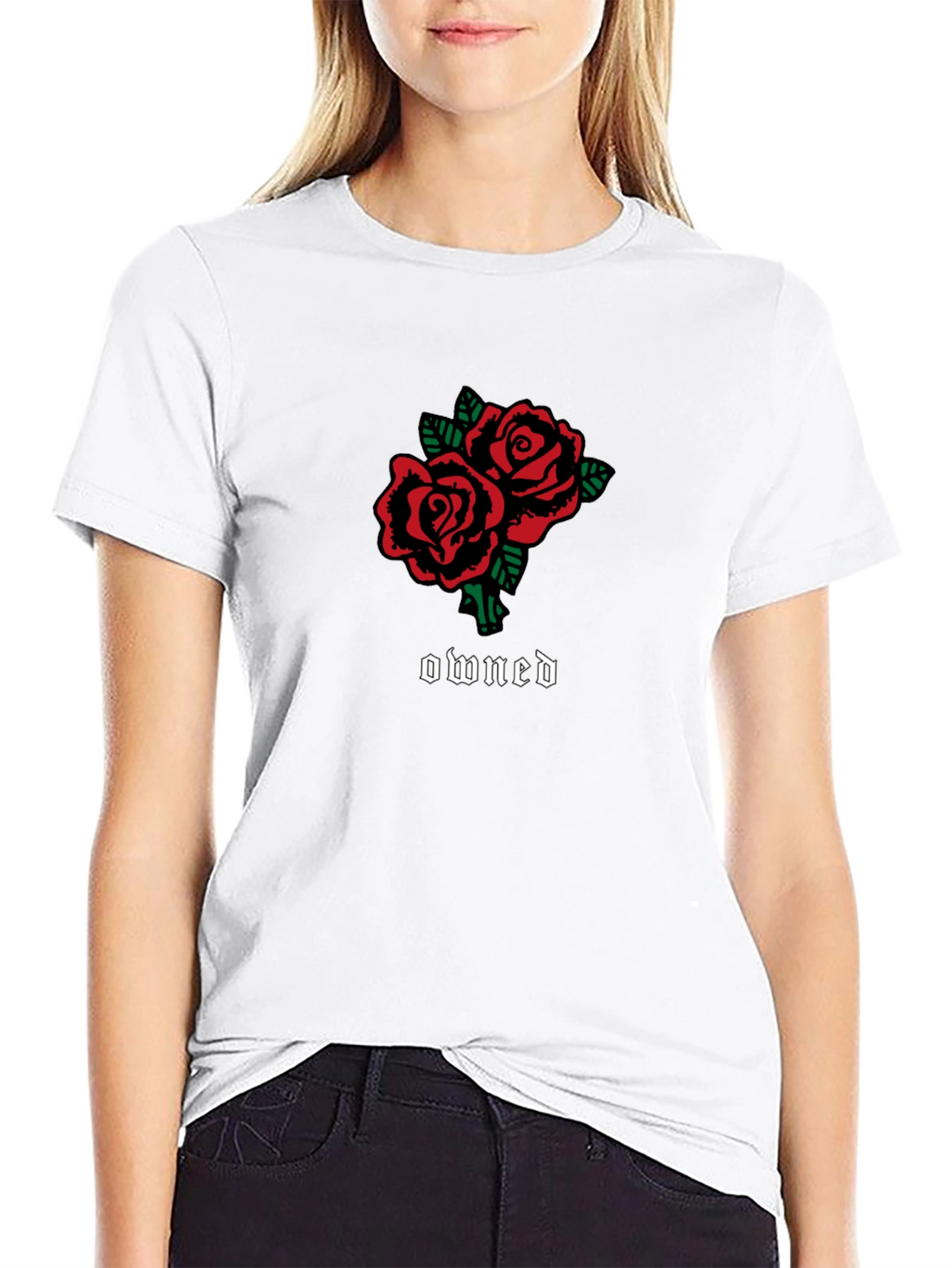 Rose Owned Graphic Tee - Casual Black T-Shirt