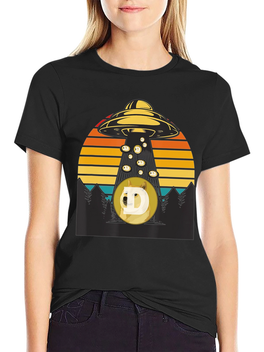 UFO Abducting Doge Crypto T-Shirt