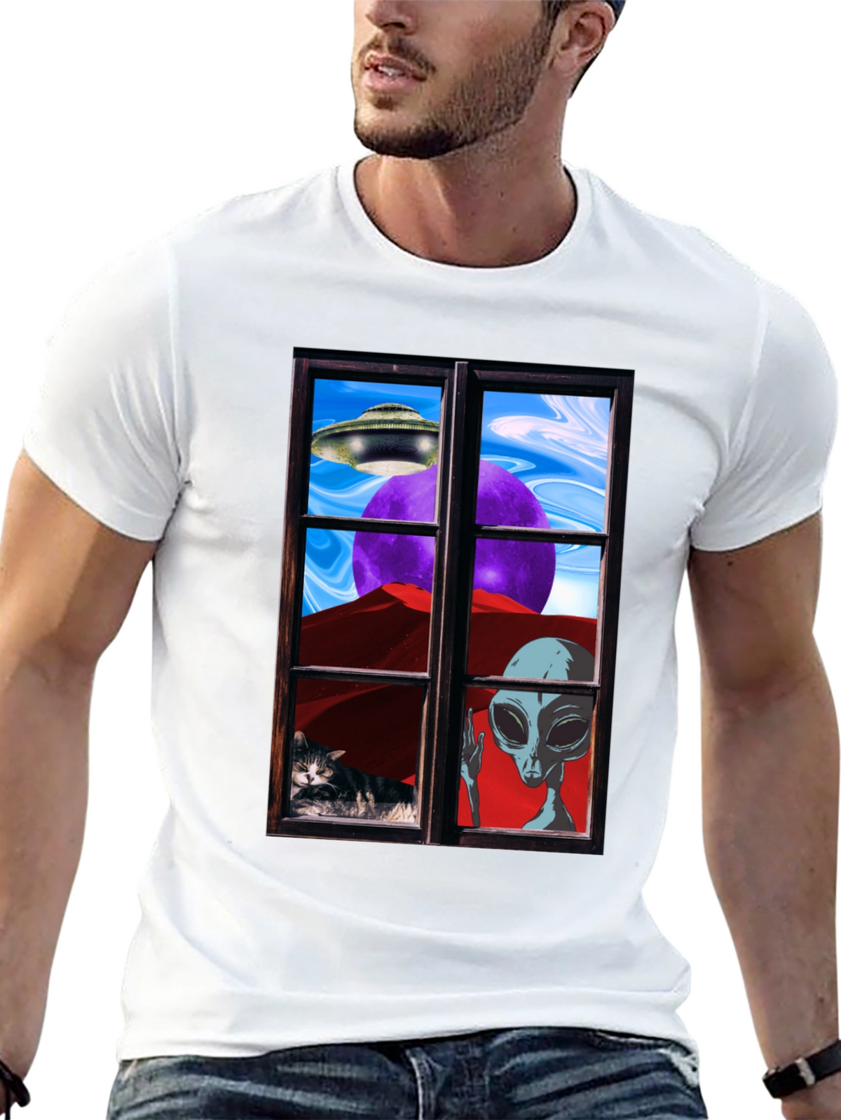 Alien Window View Graphic Tee