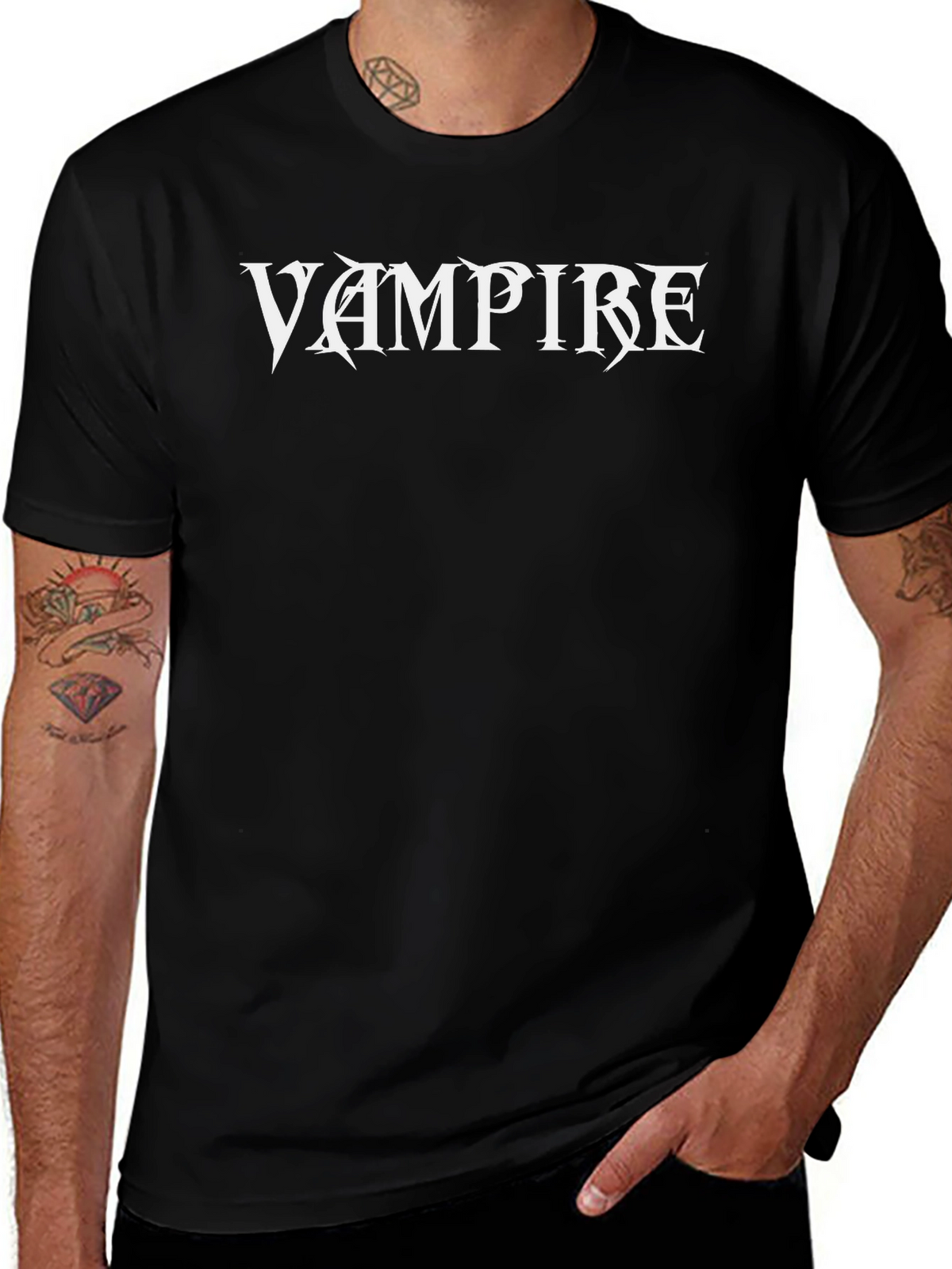 Vampire Graphic Tee - Black Cotton T-Shirt