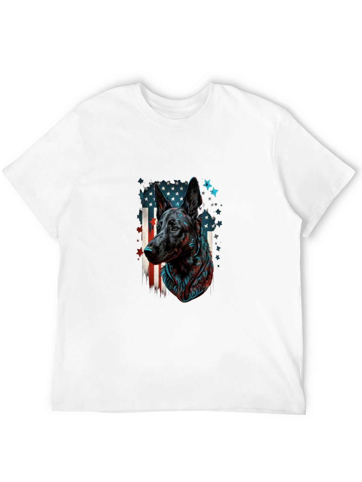 German Shepherd American Flag Graphic Tee