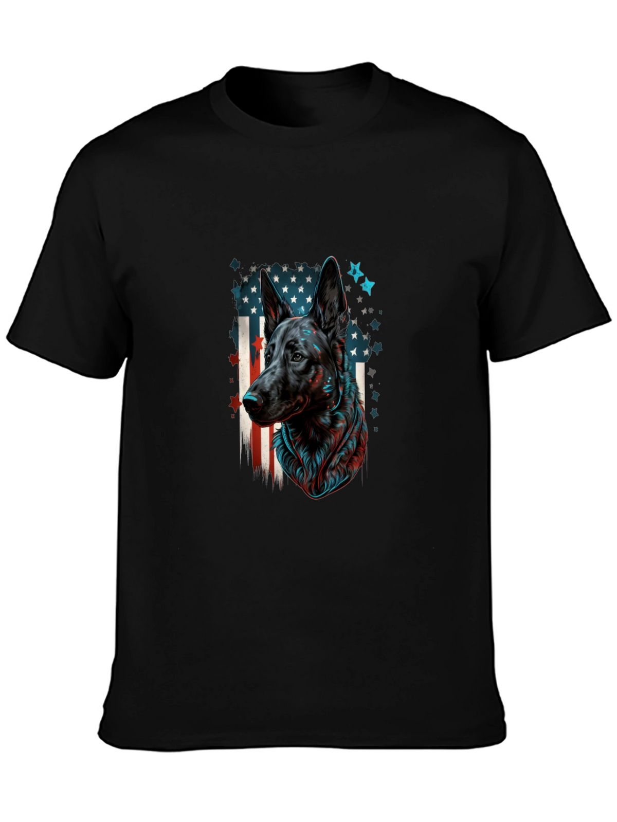 German Shepherd American Flag Graphic Tee