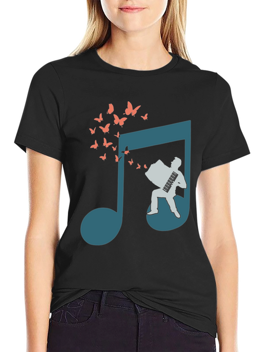 Musical Note Accordion Butterfly T-Shirt