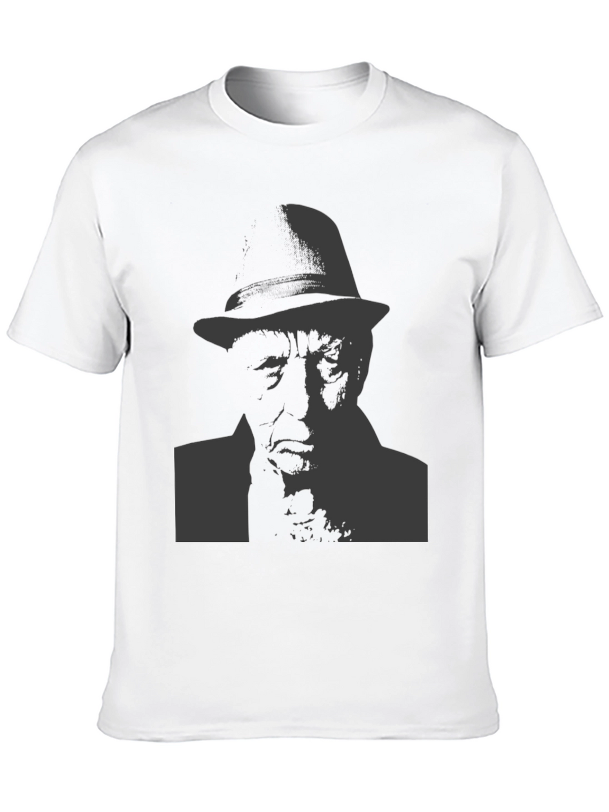 Black T-Shirt with Man in Hat Graphic