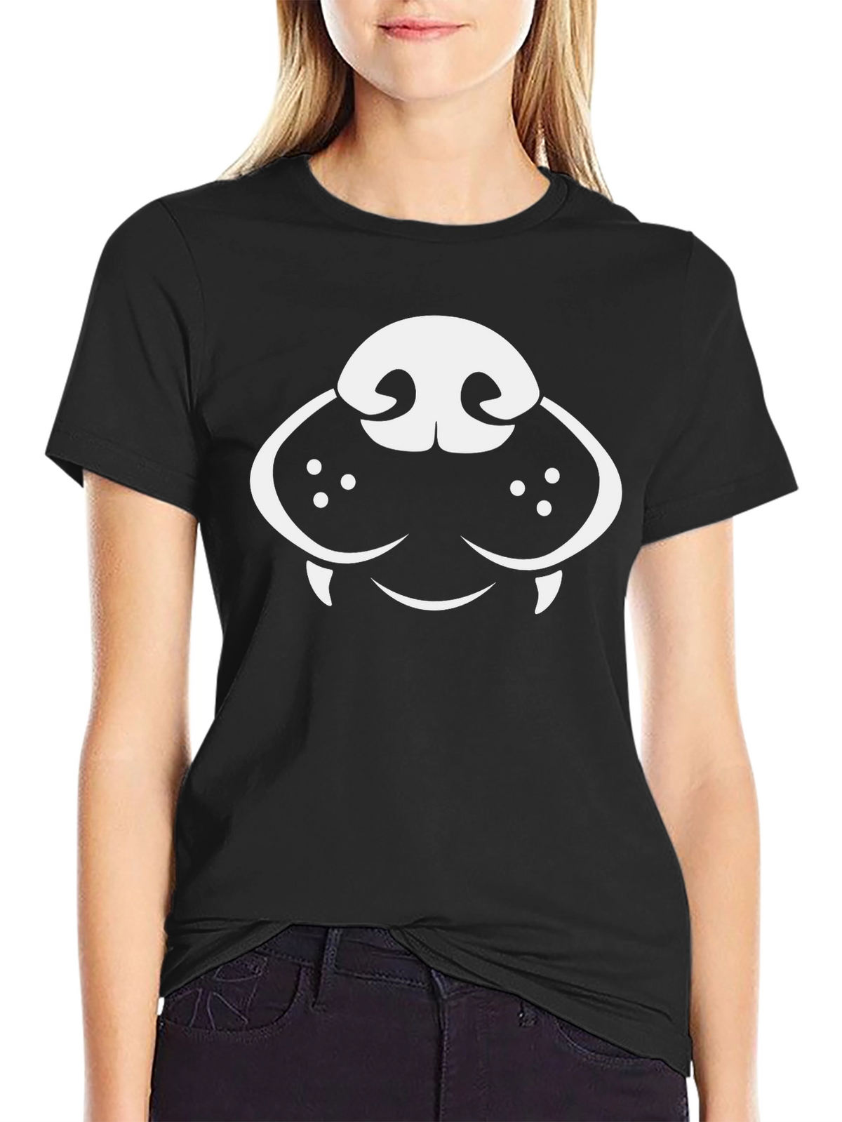 Dog Face Graphic Tee - Black Cotton T-Shirt