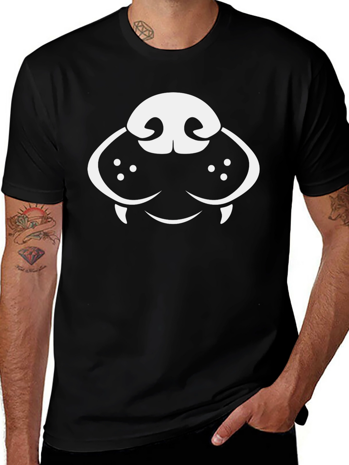 Dog Face Graphic Tee - Black Cotton T-Shirt