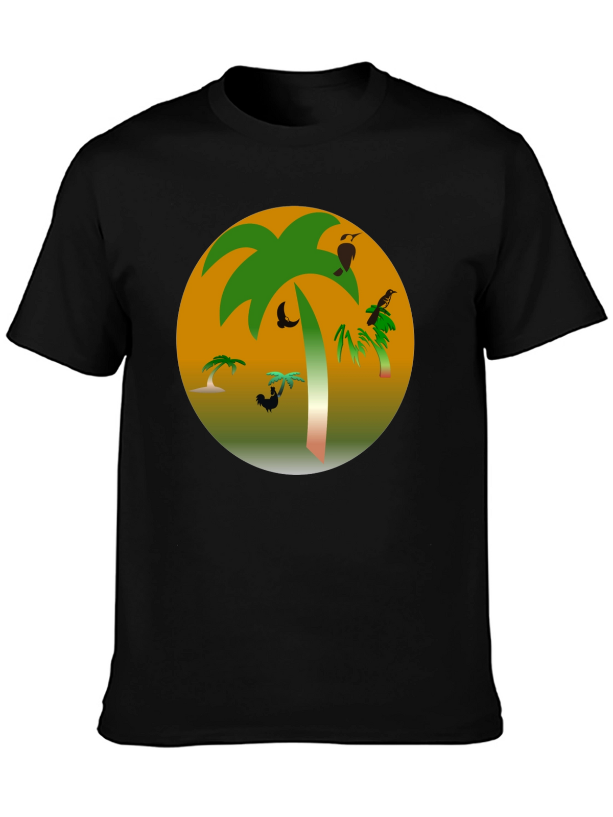 Tropical Palm Tree Graphic Black T-Shirt