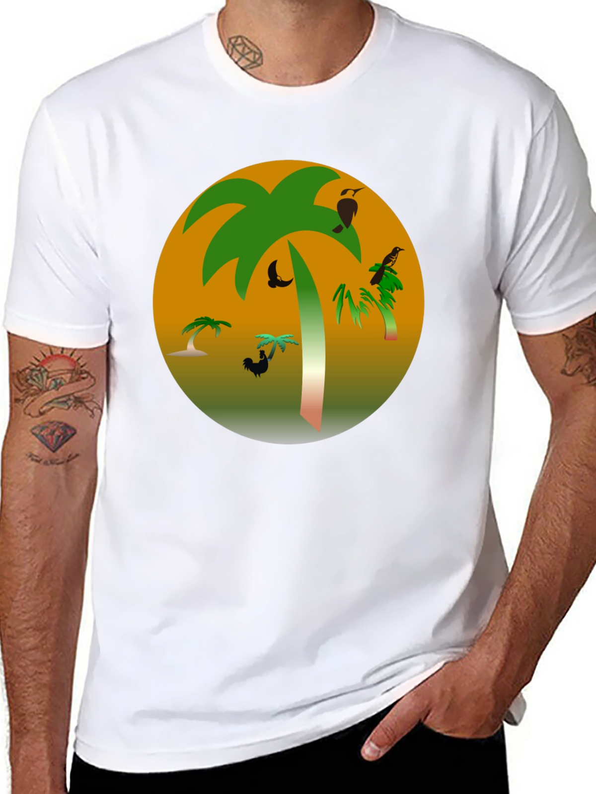 Tropical Palm Tree Graphic Black T-Shirt