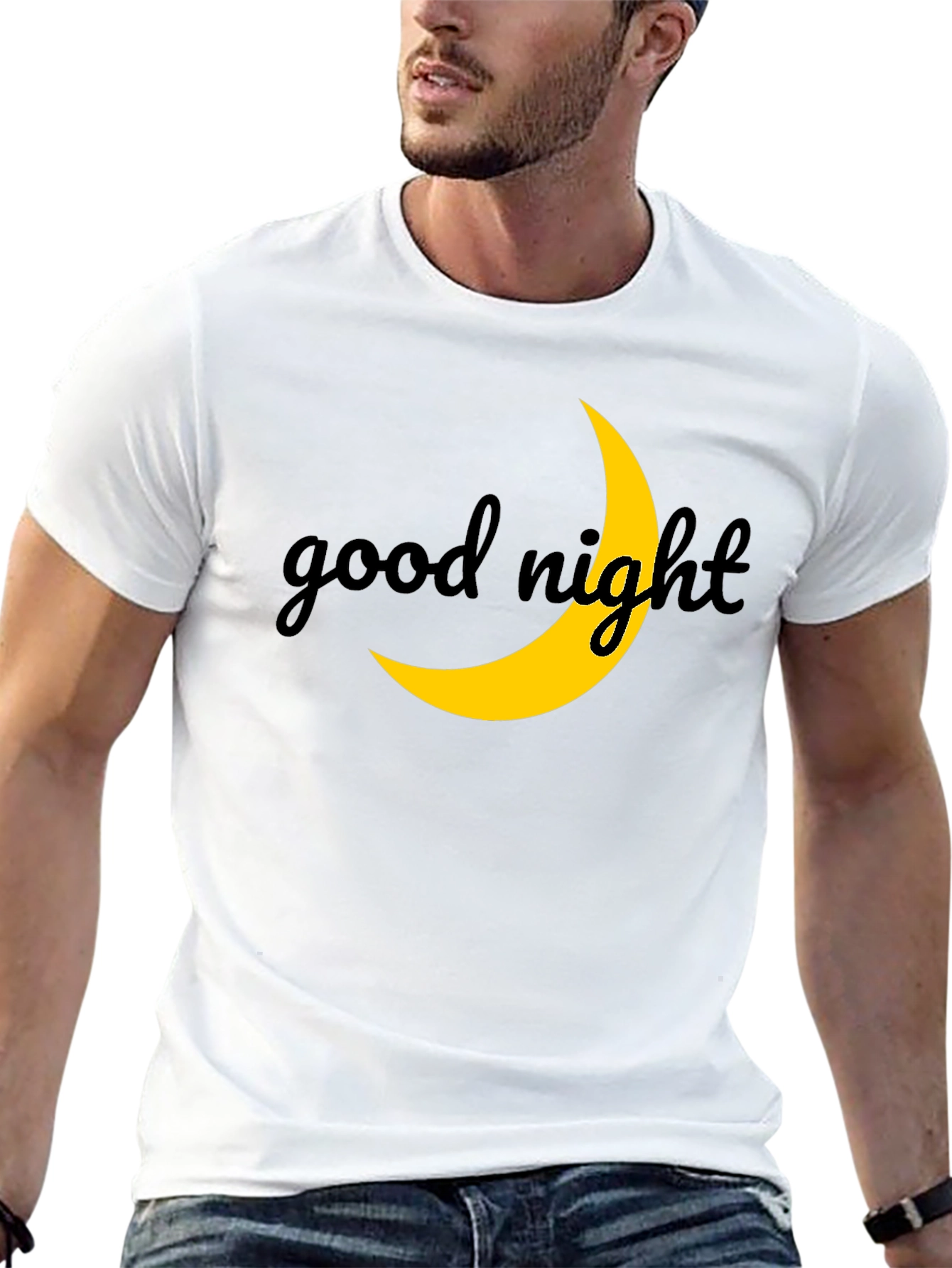 Good Night Moon Graphic Tee - Stylish Black T-Shirt