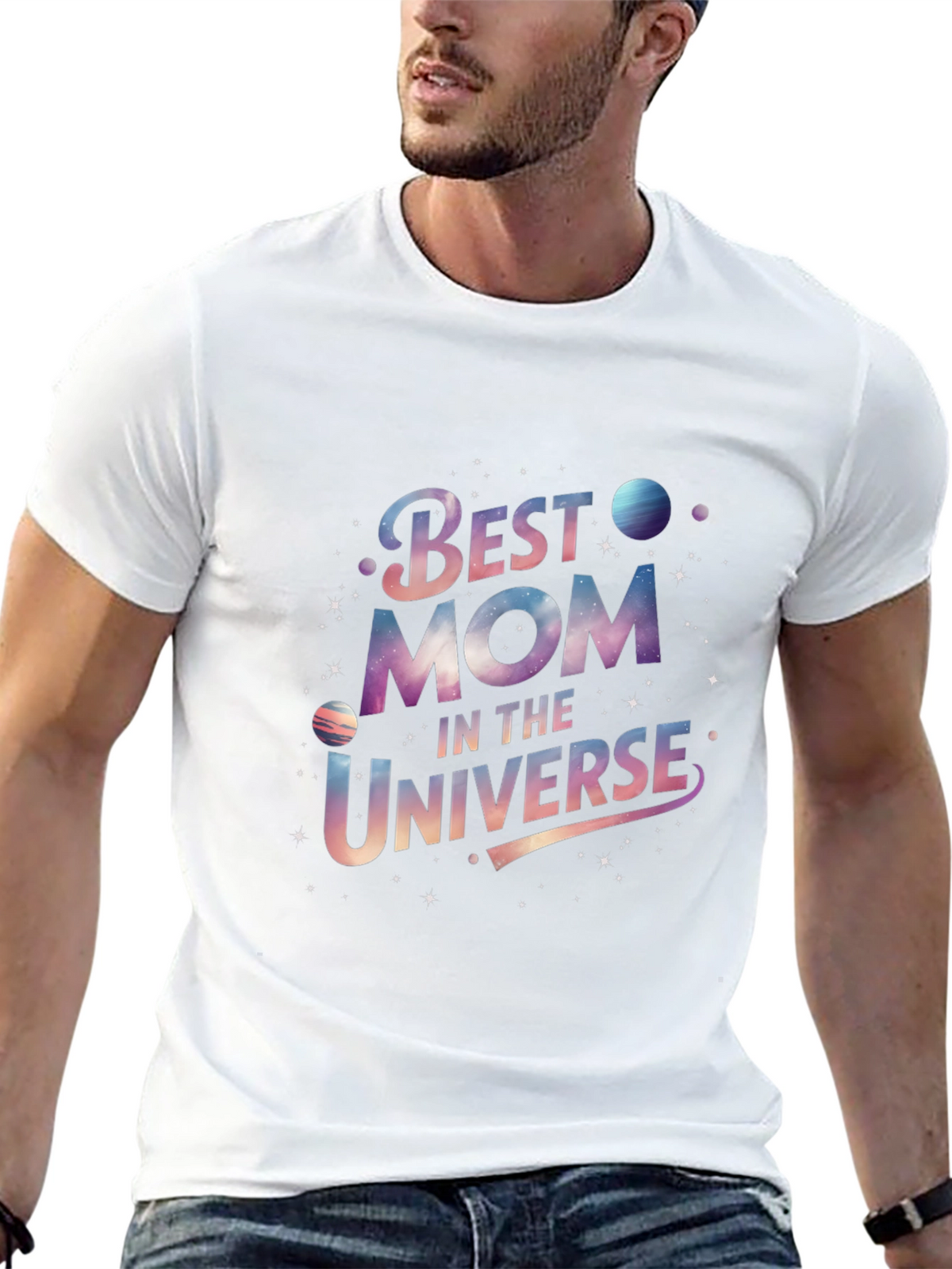Best Mom in the Universe Black Graphic T-Shirt