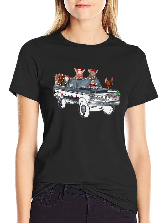 Farm Animal Truck Christmas T-Shirt