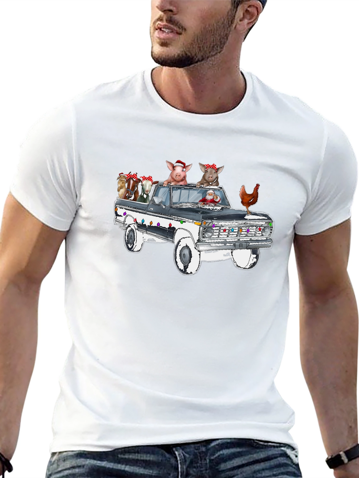 Farm Animal Truck Christmas T-Shirt