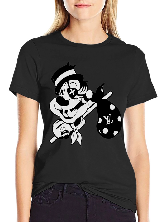Cartoon Hobo Graphic Black T-Shirt