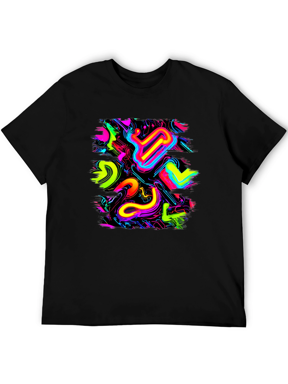 Neon Abstract Graphic Black T-Shirt