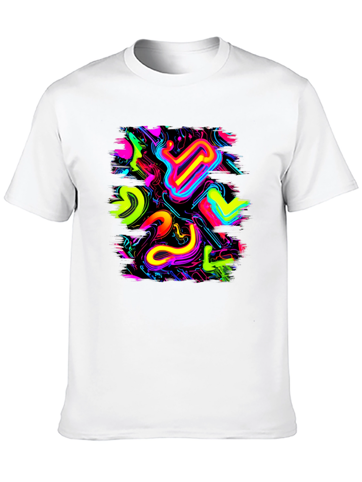 Neon Abstract Graphic Black T-Shirt