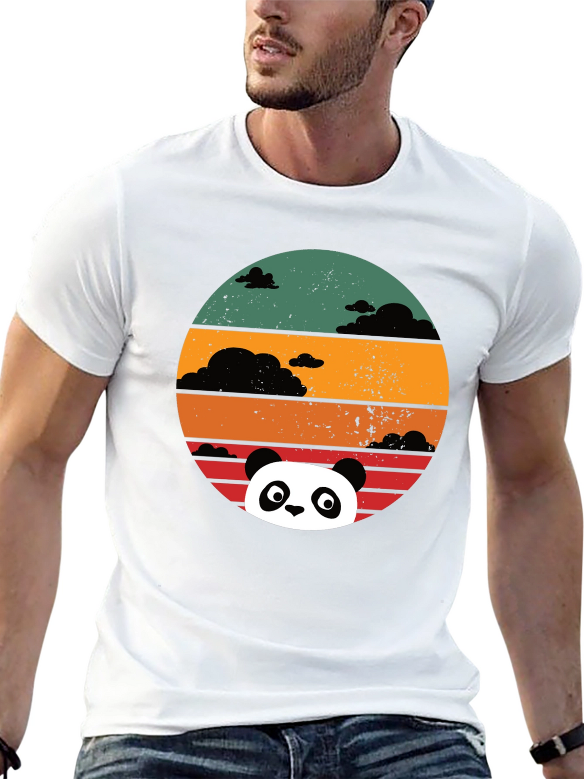 Panda Sunset Graphic Tee - Retro Style Comfort