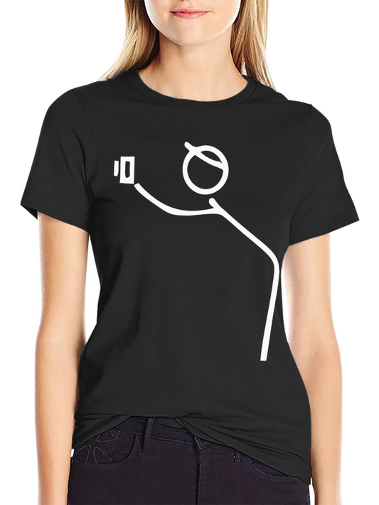 Funny Stick Figure Selfie Black T-Shirt